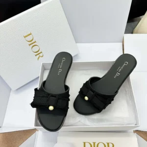 Dior Women Adiorable Slide Black Fringed Grosgrain KCO282GGN