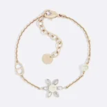 Dior Women Bloom in Dior Bracelet Gold-Finish Metal with White Resin Pearls and Silver-Tone Crystals