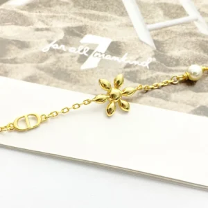 Dior Women Bloom in Dior Bracelet Gold-Finish Metal with White Resin Pearls and Silver-Tone Crystals