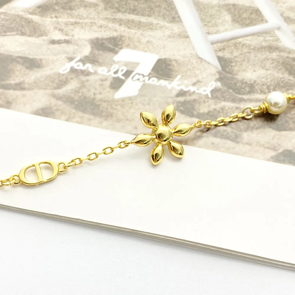 Dior Women Bloom in Dior Bracelet Gold-Finish Metal with White Resin Pearls and Silver-Tone Crystals 7 Dior Women Bloom in Dior Bracelet Gold-Finish Metal with White Resin Pearls and Silver-Tone Crystals