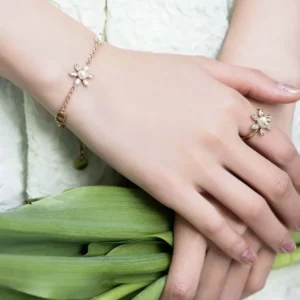 Dior Women Bloom in Dior Bracelet Gold-Finish Metal with White Resin Pearls and Silver-Tone Crystals