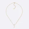 Dior Women Bloom in Dior Necklace Gold-Finish Metal with White Resin Pearls and Silver-Tone Crystals