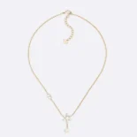 Dior Women Bloom in Dior Necklace Gold-Finish Metal with White Resin Pearls and Silver-Tone Crystals