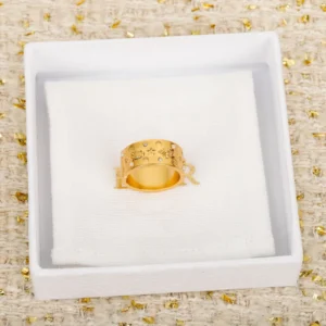 Dior Women Céleste Ring Gold-Finish Metal with White Resin Pearls and Silver-Tone Crystals