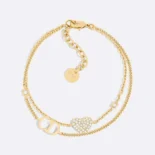 Dior Women Clair D Lune Bracelet Gold-Finish Metal and Silver-Tone Crystals