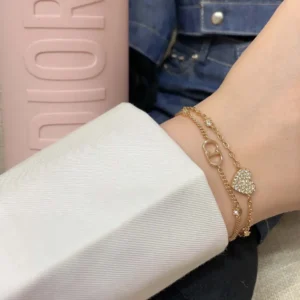 Dior Women Clair D Lune Bracelet Gold-Finish Metal and Silver-Tone Crystals