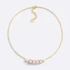 Dior Women D-Dice Necklace Gold-Finish Metal with Pale Pink Lacquer and White Resin Pearls