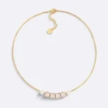 Dior Women D-Dice Necklace Gold-Finish Metal with Pale Pink Lacquer and White Resin Pearls
