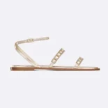 Dior Women Diorissime Sandal Gold-Tone Laminated Lambskin and Silver-Tone Strass