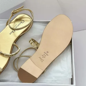 Dior Women Diorissime Sandal Gold-Tone Laminated Lambskin and Silver-Tone Strass