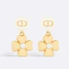 Dior Women Lucky Dior Earrings Gold-Finish Metal and White Resin Pearls