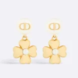 Dior Women Lucky Dior Earrings Gold-Finish Metal and White Resin Pearls