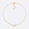 Dior Women Petit CD Jolie Necklace Gold-Finish Metal with Pink Crystal