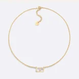 Dior Women Petit CD Jolie Necklace Gold-Finish Metal with Pink Crystal