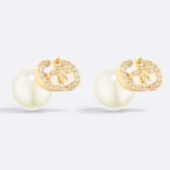 Dior Women Tribales Earrings Gold-Finish Metal with White Resin Pearls E3839WOMCY
