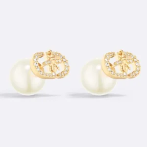 Dior Women Tribales Earrings Gold-Finish Metal with White Resin Pearls E3839WOMCY