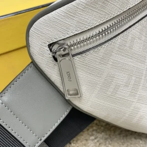 Fendi Men Diagonal Belt Bag Leather-White