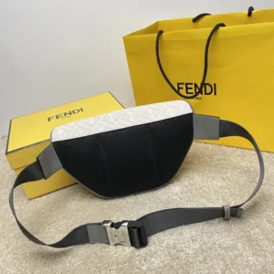 Fendi Men Diagonal Belt Bag Leather-White
