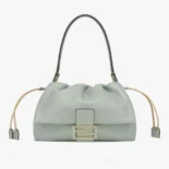 Fendi Women Mamma Baguette Medium Matcha Green Nappa Leather Bag