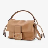 Fendi Women Mamma Baguette Medium Pale Brown Nappa Leather Bag