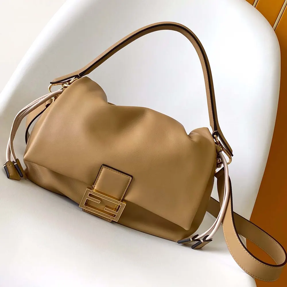 Fendi Women Mamma Baguette Medium Pale Brown Nappa Leather Bag 2 Fendi Women Mamma Baguette Medium Pale Brown Nappa Leather Bag