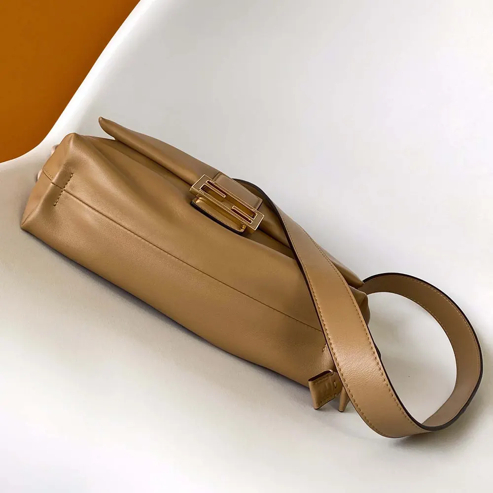 Fendi Women Mamma Baguette Medium Pale Brown Nappa Leather Bag 5 Fendi Women Mamma Baguette Medium Pale Brown Nappa Leather Bag
