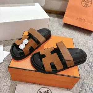 Hermes Unisex Chypre Sandal-Brown H251890ZHE5390