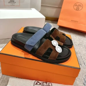 Hermes Unisex Chypre sandal-Blue/Brown H222856ZHME390