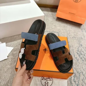 Hermes Unisex Chypre sandal-Blue/Brown H222856ZHME390