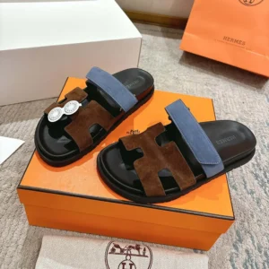 Hermes Unisex Chypre sandal-Blue/Brown H222856ZHME390