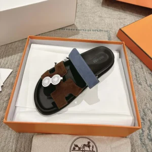 Hermes Unisex Chypre sandal-Blue/Brown H222856ZHME390