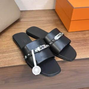 Hermes Unisex Giulia Sandal-Black H242099Z