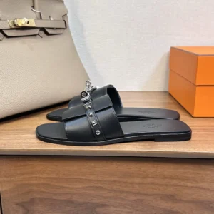 Hermes Unisex Giulia Sandal-Black H242099Z