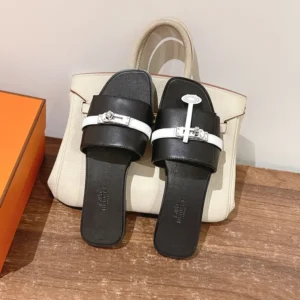 Hermes Unisex Giulia sandal-Black/White H251028Z