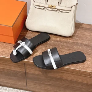Hermes Unisex Giulia sandal-Black/White H251028Z