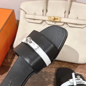 Hermes Unisex Giulia sandal-Black/White H251028Z