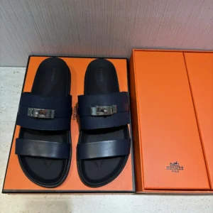 Hermes Unisex Jackson Sandal-Navy H242949Z