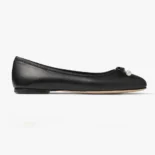 Jimmy Choo Women Elme Flat Black Nappa Leather Flats with Pearl Embellishment