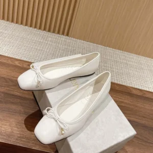 Jimmy Choo Women Elme Flat Latte Nappa Leather Flats with Pearl Embellishment