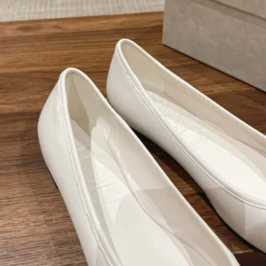 Jimmy Choo Women Elme Flat Latte Nappa Leather Flats with Pearl Embellishment
