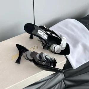 Jimmy Choo Women Freja 70 Black Suede Paillette Sandals FREJA70RPQ