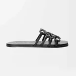 Loewe Women Petal Anagram Slide in Soft Calfskin-Black