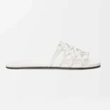 Loewe Women Petal Anagram Slide in Soft Calfskin-White