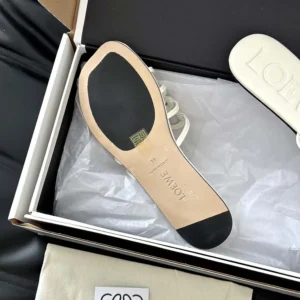 Loewe Women Petal Anagram Slide in Soft Calfskin-White