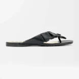 Loewe Women Toy Panta Toe Post Sandal in Lambskin-Black