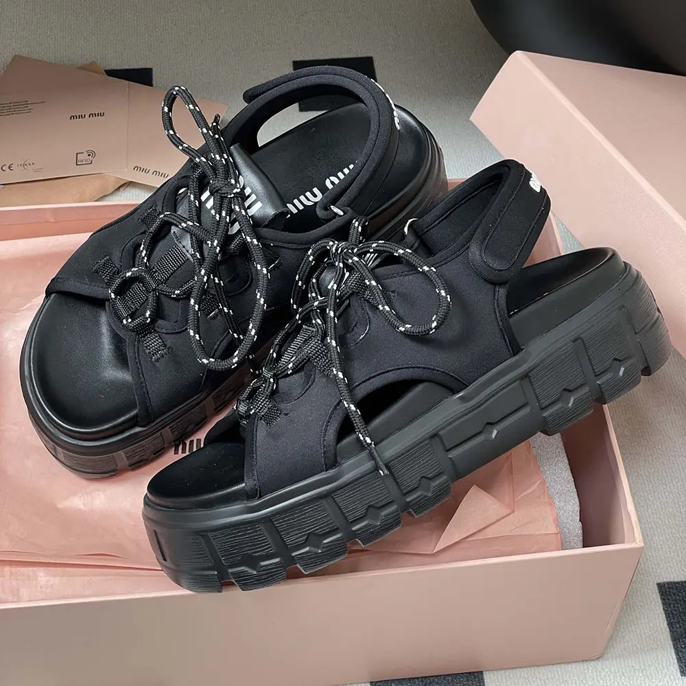 Miu Miu Women Chunky Neoprene Sandals 5X418E30K 5 Miu Miu Women Chunky Neoprene Sandals 5X418E30K