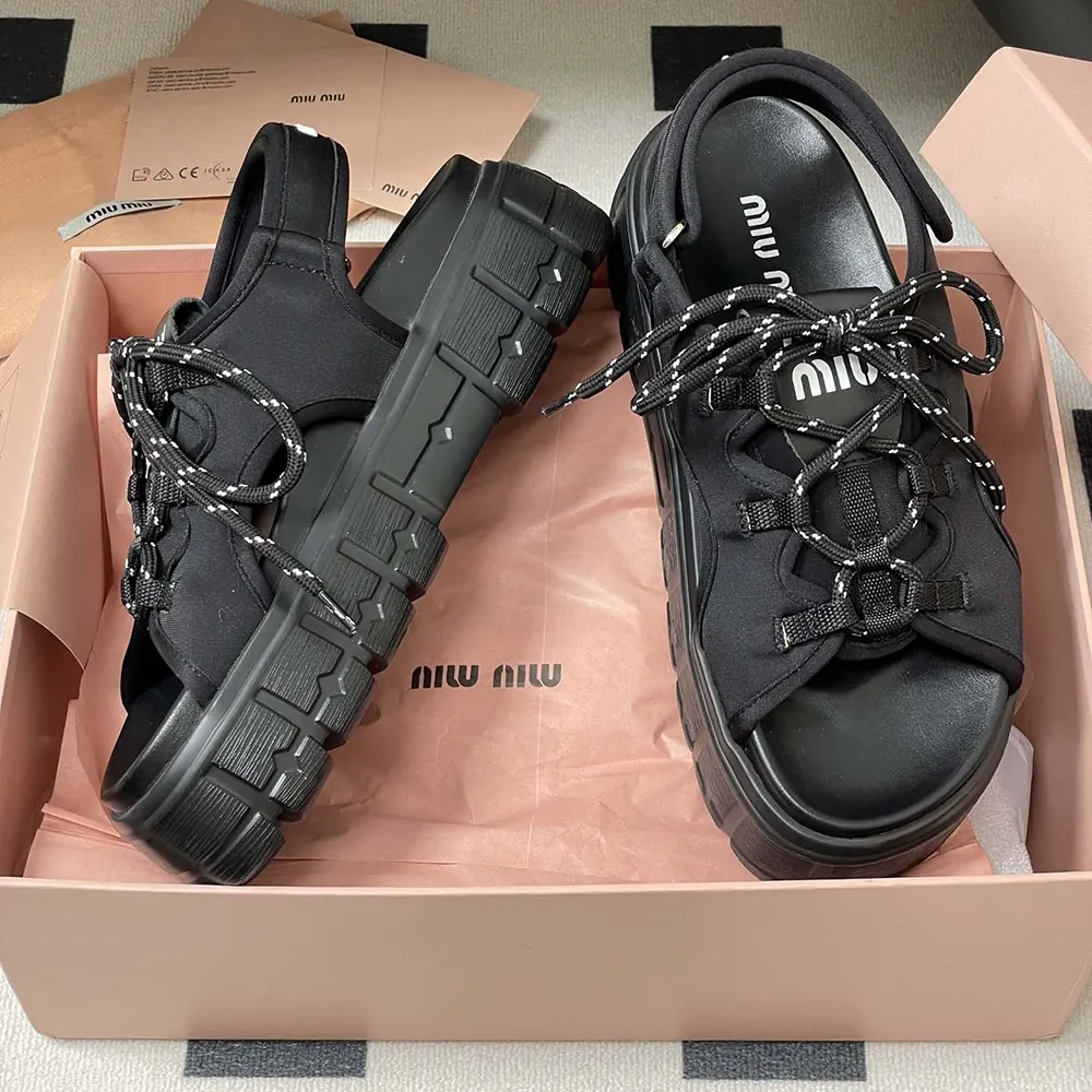 Miu Miu Women Chunky Neoprene Sandals 5X418E30K 6 Miu Miu Women Chunky Neoprene Sandals 5X418E30K