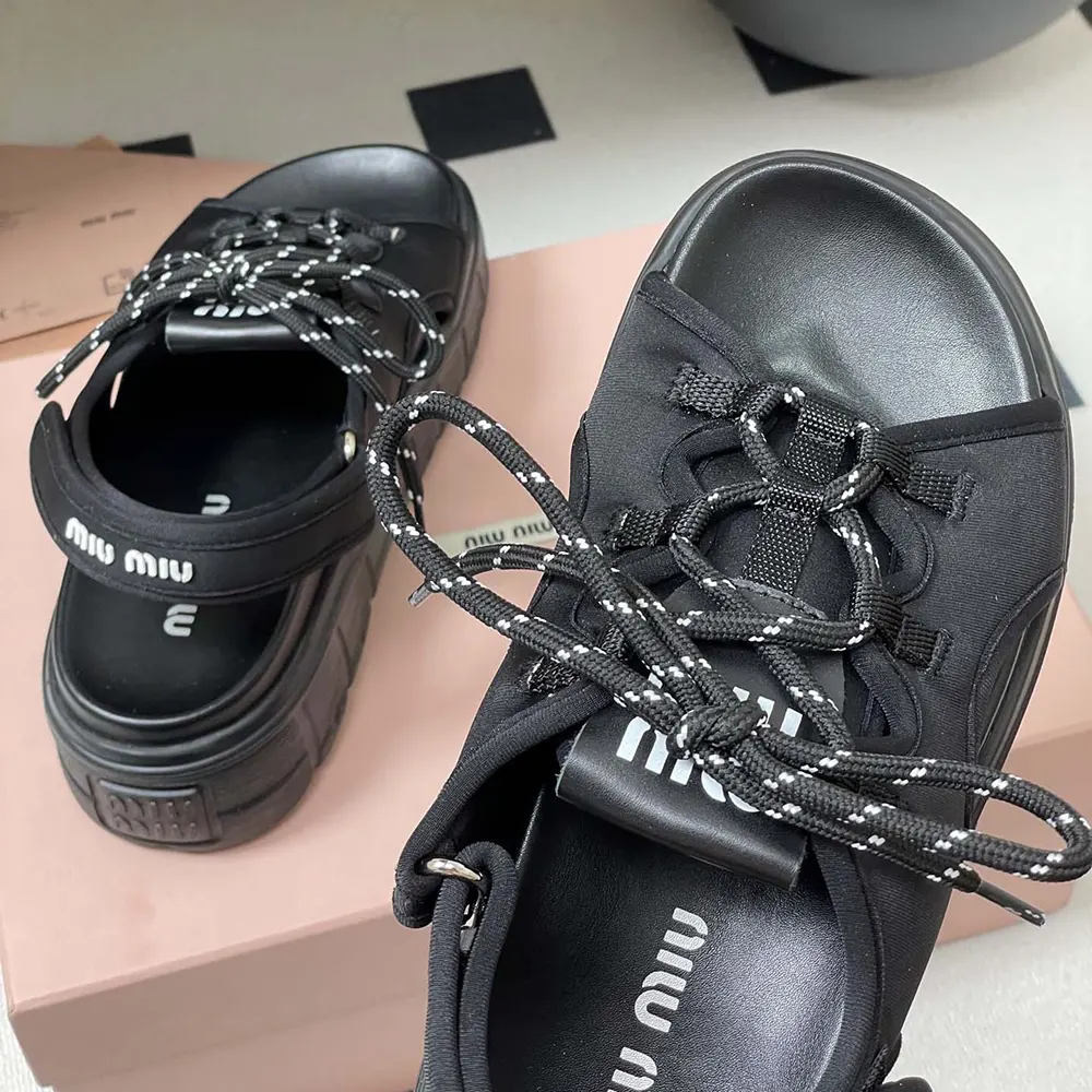 Miu Miu Women Chunky Neoprene Sandals 5X418E30K 8 Miu Miu Women Chunky Neoprene Sandals 5X418E30K