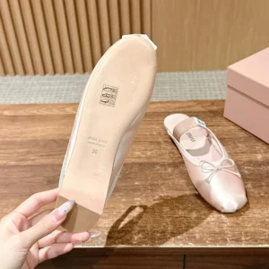 Miu Miu Women Satin Ballerina Mules-Pink 5F451E