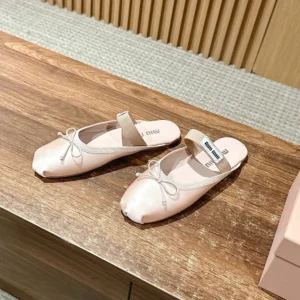 Miu Miu Women Satin Ballerina Mules-Pink 5F451E